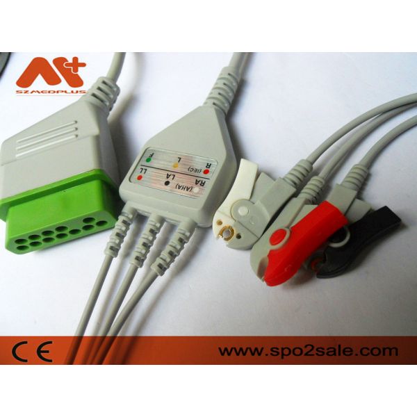 Quality 12 Pin Patient Monitor Cables 3 Lead Clip Cable Ecg Nihon Kohden wholesale