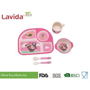 Unbreakable 4 - Compartment Kid's Bamboo Fiber Tray Cartoon Sea Rover And Pirate