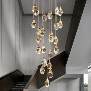 Cheap Nordic diamond chandelier Luxury Crystal Light New Design Gold staircase chandelier(WH-CY-215) for sale