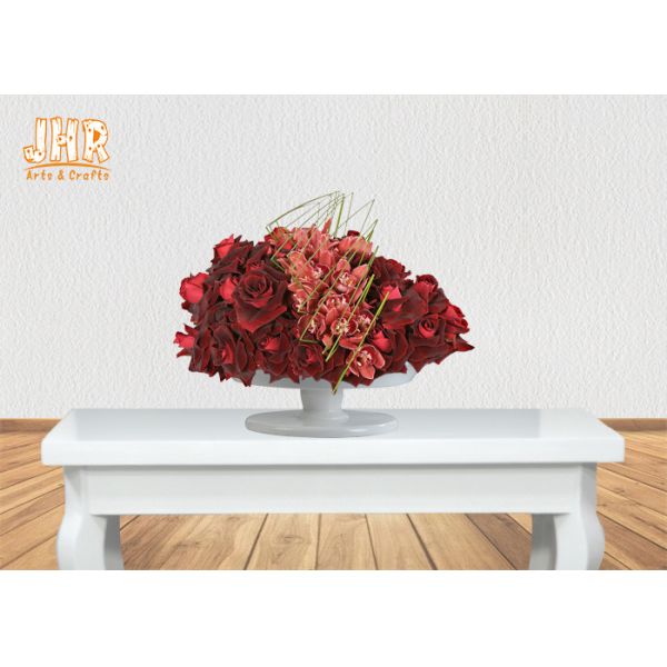 Quality Footed Glossy White Fiberglass Centerpiece Table Vases Flower Serving Bowl wholesale