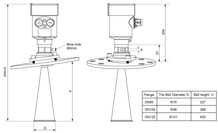 26GHz 4-20mA HART Radar Liquid Level Senor KLD Series For River Lake