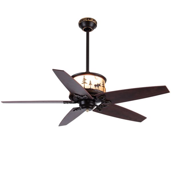 Five Blades American Ceiling Fans 52 Inch Fandelier For Bedrooms