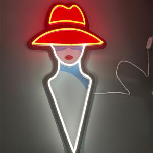 China 5V Personalized Neon Sign Red Hat Girl Neon Sign For Bedroom Home Bar Decor on sale