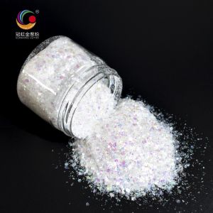 White PET Chunky Loose Cosmetic Glitter Pigment Mixes Irregular Strip For Stage
