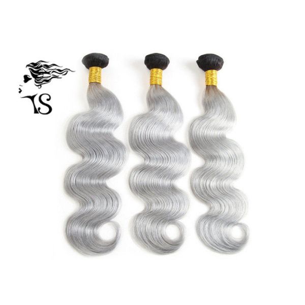 Quality Grey Ombre Hair Extensions 3 Bundles , Brazilian Virgin Hair Extensions Grade 7A wholesale
