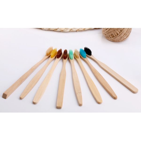 Length 18.8cm Non Plastic Bamboo Toothbrush Eco Friendly Compostable