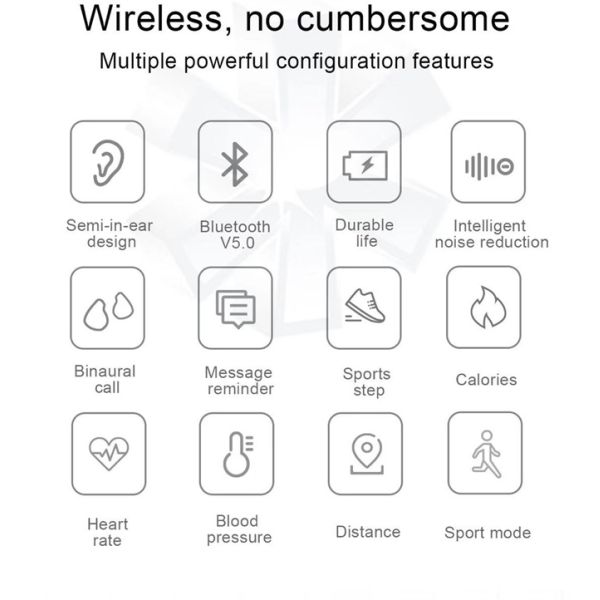 TWS V5.0 Creative Wireless Earbuds Smartwatch