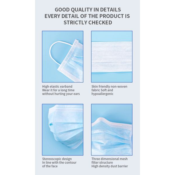 Single Use Non Medical 3 Ply Disposable Daily Face Mask