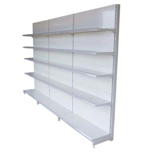 Milk White Gondola Display Rack Single Sided Medium Duty Shelves