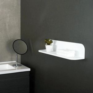 Contemporary Wall Mounted Shelf White Man Made Stone Shelf