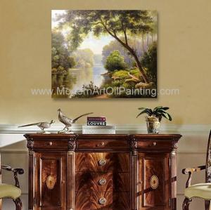 China Abstract Original Oil Landscape Paintings Stream Through The Oak Trees on sale