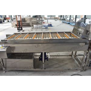 Continuous Vegetable and Fruit Spiral Brush Roller Washer with Cleaning