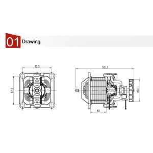 High Speed Blender AC Universal Motor 100-230V 827mN.m 1270W 15000rpm With Long
