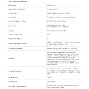 Cisco WS-C3750X-24T-L 24port 10/100M Switch managed network Switch C3750 series