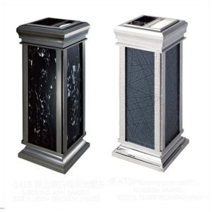 Hotel Elevator Entrance Large Marble Stainless Steel Trash Can with Ashtray