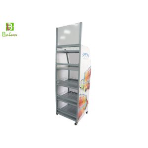 Metal Table Top Display Stands , Store Metal Wire Display Racks With Casters