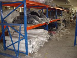 Cheap steel / wood shelves heavy duty shelving racks for fabric material stock for sale