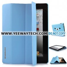 Rilakkuma Pattern Smart Cover With Hard Case For iPad 2 - Light Blue