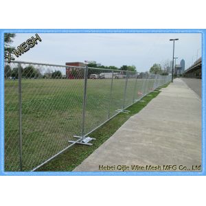 Galvanized Sturdy Temporary Mesh Fencing , Portable Chain Link Fence Steel Feet