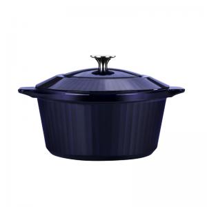 China OEM Cast Iron Stock Pots 4.7kg Dark Blue PFOA Free 12 Inch Cooking Pot on sale