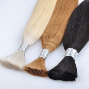 Customized Color Bulk Human Hair Extensions , Glossy 100% Human Loose Bulk Hair