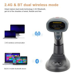 Wireless Bluetooth 1D 2D QR Code Barcode Scanner With Charging Base