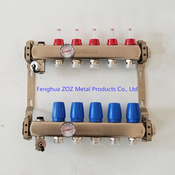 Stainless Steel Manifolds Set For Underfloor Heating With Temperature Gauge (0