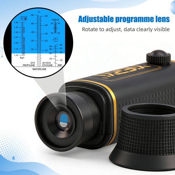 4-in-1 Multi-Fluid Hand Held Refractometer with ATC and High Accuracy ±0.2% for Glycol, Battery & Cleaning Fluids