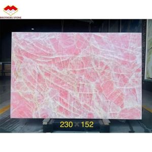 Modern Translucent Crystal Pink Onyx Slab Stone Lamps for Backlit Wall