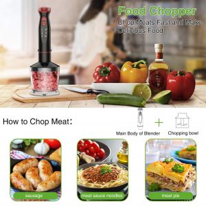 Durable stainless steel blades manual hand blender includes beaker, chopper,