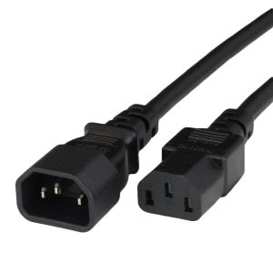Black IEC Panel Mount C14 To C13 Ac Power Cable 1.5mm2 10A 250V