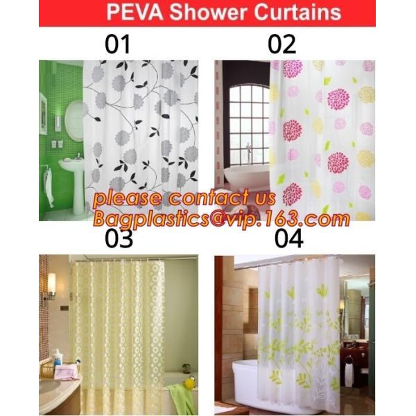 Quality Home goods pure white shower curtains with plastic hook, Custom Printed Shower Curtain, bathroom curtain bagplastics bag wholesale