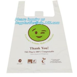 Singlet Vest Carrier Plastic Biodegradable Shopping Bag With EN13432 Certificate