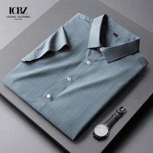 Non-Ironing Men's Ice Silk Business Formal Short-Sleeved Shirt with Plus Size