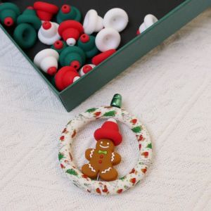 Silicone O Ring Beads Safe And Non-Toxic Silicone 3D Christmas Hat Beads