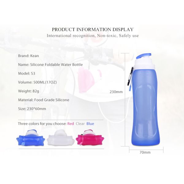 Portable High Quality BPA Free Silicone Collapsible Foldable Water Bottle