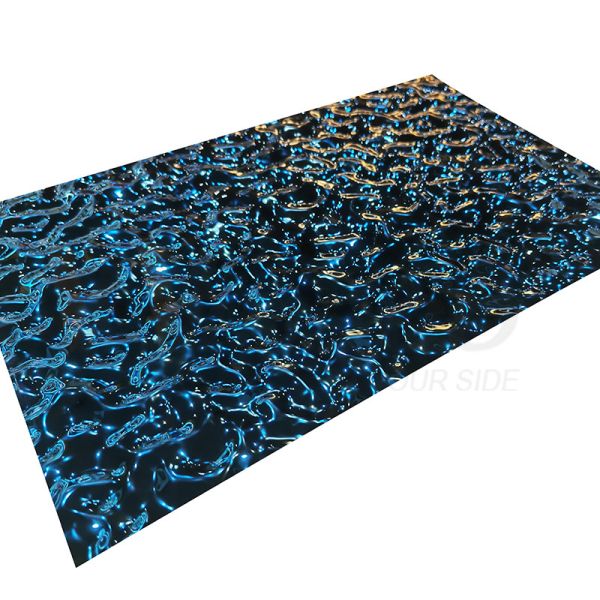 Quality Sapphire Blue Color embossed stainless steel plate With Water Ripple Surface wholesale