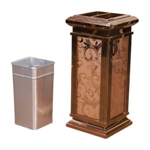 Wholesale Stainless Steel Metal Garbage Can Square Double Layer Waste Bin Hotel