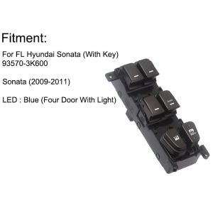 Auto Power window switch Front Left with key for Hyundai sonata four door with