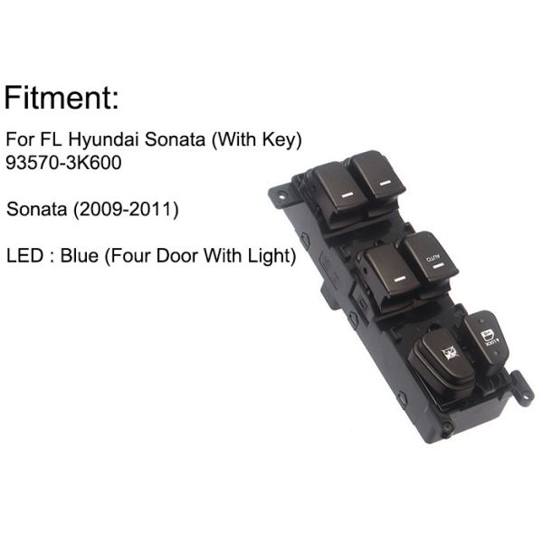 Auto Power window switch Front Left with key for Hyundai sonata four door with