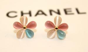 Cheap Opal five wild small fresh flower diamond opal earrings for sale