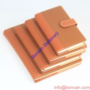 Cheap PU Real Leather Cover Agenda Promotional Notebook, paper agenda notebook for sale
