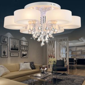 Round crystal ceiling lamp with Acrylic Lampshade for Indoor home Lighting