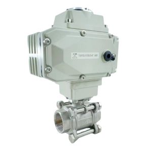 DN8-DN100 Straight Through Type Electric Actuator 3PC Ball Valve with Straight