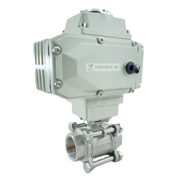 DN8-DN100 Straight Through Type Electric Actuator 3PC Ball Valve with Straight