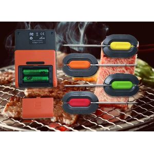 Black Color Bluetooth Barbecue Thermometer Wireless Control With 2 Probes