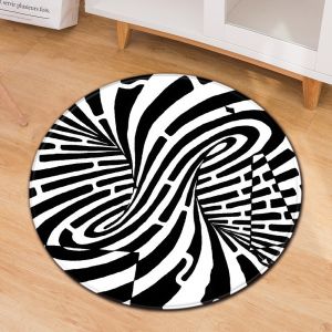 3D Geometric Pattern Round Chair Mat Living Room Sofa Floor Carpet
