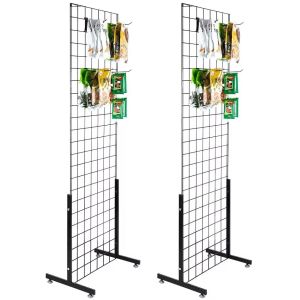 Customized Black Metal Wire Display Racks Hanging Hook Metal Grid Display Rack