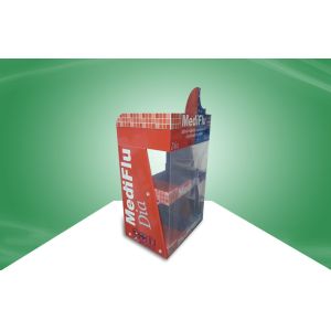 Healthcare Vitamin Cardboard Counter Display With PET Cover To Avoid Thieves