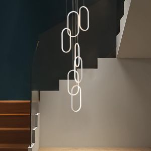 Oval Pendant Light Modern Minimalist Duplex Hall Nordic Living Room Lamp Villa